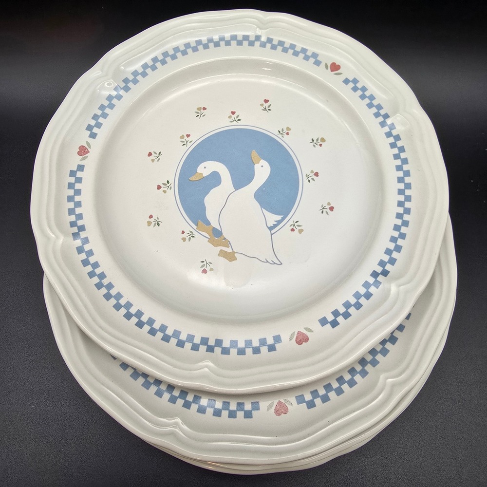 Moonlight Stoneware Goose Salad Dessert Plates 7.5 Inch Set of Five